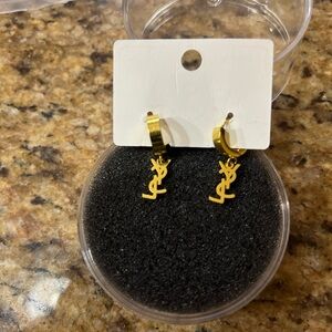 Gold Logo Hoop Earrings